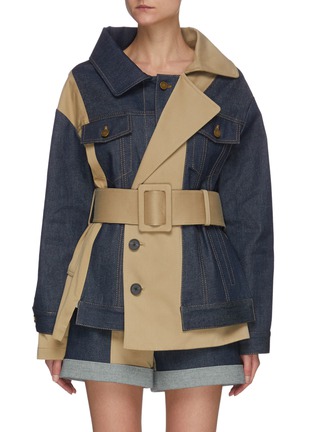 Main View - Click To Enlarge - MONSE - Belted trench and denim jacket