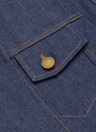 Detail View - Click To Enlarge - MONSE - Crooked denim-twill panelled skirt