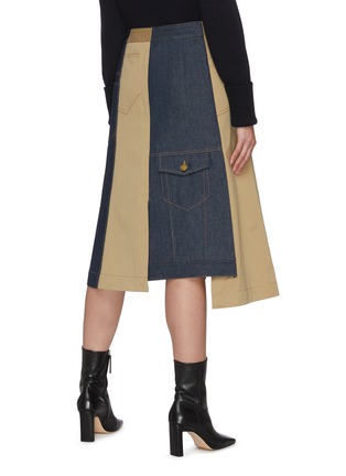 Back View - Click To Enlarge - MONSE - Crooked denim-twill panelled skirt