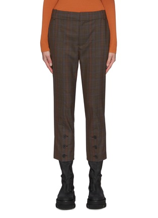 Main View - Click To Enlarge - MONSE - Plaid print buttoned hem tailored pants