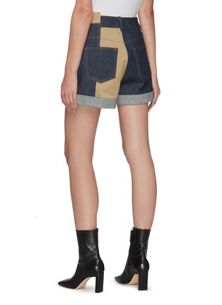 Back View - Click To Enlarge - MONSE - Patchwork denim and trouser shorts