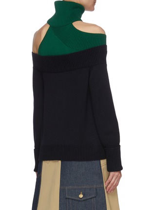 Back View - Click To Enlarge - MONSE - Off-shoulder turtleneck sweater