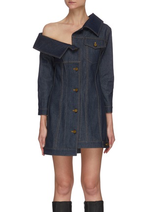 Main View - Click To Enlarge - MONSE - Crooked denim dress