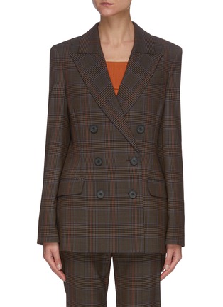 Main View - Click To Enlarge - MONSE - Plaid print double breasted blazer