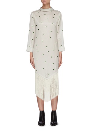 Main View - Click To Enlarge - TOGA ARCHIVES - Fringe Hem Jewel Embellished Reverse Shirt Dress