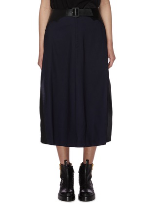 Main View - Click To Enlarge - TOGA ARCHIVES - Belted leather panel waist wool midi skirt
