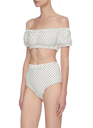 Figure View - Click To Enlarge - PEONY - Biscotti Print Ruch High Waist Bikini Bottom