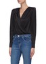 Front View - Click To Enlarge - L'AGENCE - 'BRENDA' V Neck Puff Sleeve Bodysuit