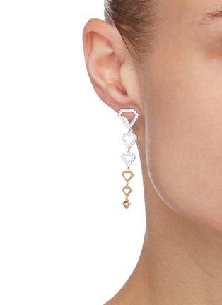 Figure View - Click To Enlarge - INSANE - HIDE AND SEEK' Diamond Sterling Silver Bicolour Drop Earrings