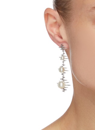 Figure View - Click To Enlarge - INSANE - LISTEN' Swarovski Pearl Sterling Silver Drop Earrings
