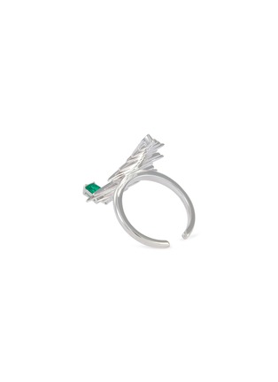 Detail View - Click To Enlarge - INSANE - LISTEN' Faux Emerald Charm Sterling Silver Ring