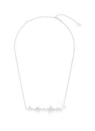 Main View - Click To Enlarge - INSANE - LISTEN' Swarovski Pearl Sterling Silver Bar Necklace