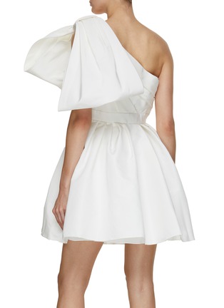 Back View - Click To Enlarge - CAROLINA HERRERA - One Shoulder Bow Drape Silk Mini Dress