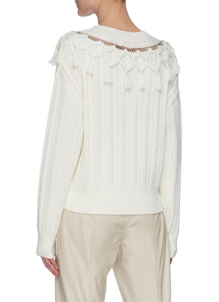 Back View - Click To Enlarge - SIMKHAI - Cable Chain Tassel Neckline Sweater