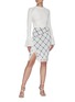 Figure View - Click To Enlarge - SIMKHAI - Lace Trim Windowpane Check Wrap Skirt