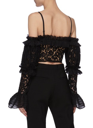 Back View - Click To Enlarge - SIMKHAI - Off Shoulder Ruffle Trim Lace Top