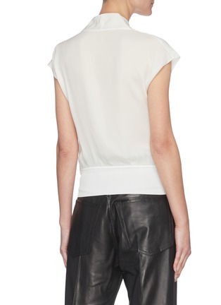 Back View - Click To Enlarge - THEORY - Draped ribbed hem V-neck silk top