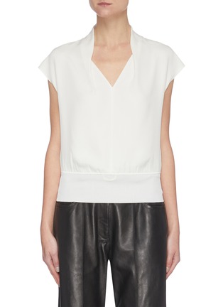 Main View - Click To Enlarge - THEORY - Draped ribbed hem V-neck silk top