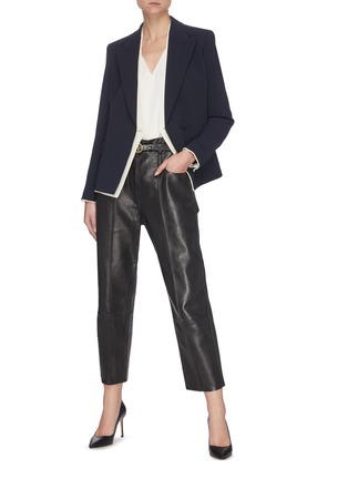 Figure View - Click To Enlarge - THEORY - Draped ribbed hem V-neck silk top