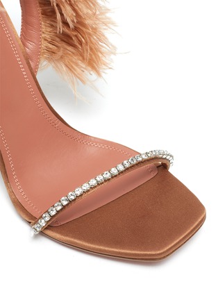 Detail View - Click To Enlarge - AMINA MUADDI - Adwoa' feather embellished sling back satin sandals