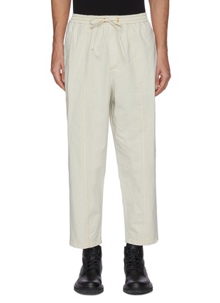 Main View - Click To Enlarge - JIL SANDER - Elastic Waist Contrast Topstitch Crop Cotton Pants