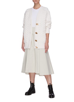 Figure View - Click To Enlarge - 3.1 PHILLIP LIM - Crewneck T-shirt A-line Pleat Skirt Combo Dress