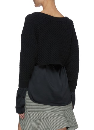 Back View - Click To Enlarge - T BY ALEXANDER WANG - Contrast Shirting Hem Cable Knit Sweater