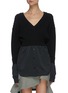 Main View - Click To Enlarge - T BY ALEXANDER WANG - Contrast Shirting Hem Cable Knit Sweater