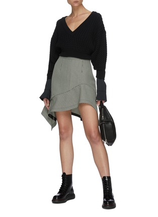 Figure View - Click To Enlarge - T BY ALEXANDER WANG - Contrast Shirting Hem Cable Knit Sweater