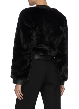 Back View - Click To Enlarge - T BY ALEXANDER WANG - Leather Trim Faux Fur Button Up Jacket