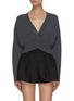 Main View - Click To Enlarge - T BY ALEXANDER WANG - Front Twist Detail V-neck Rib Hem Crop Sweater
