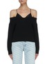 Main View - Click To Enlarge - T BY ALEXANDER WANG - Camisole Detail Off-shoulder Cable Knit Sweater