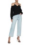 Figure View - Click To Enlarge - T BY ALEXANDER WANG - Camisole Detail Off-shoulder Cable Knit Sweater