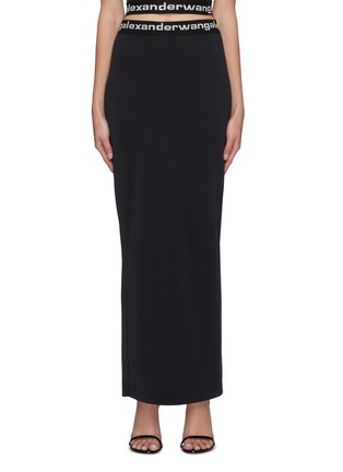 Main View - Click To Enlarge - T BY ALEXANDER WANG - Logo Elastic Waistband Cotton Jersey Maxi Skirt