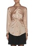 Main View - Click To Enlarge - T BY ALEXANDER WANG - Front Twist Detail Point Collar Silk Charmeuse Shirt