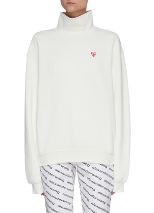 Main View - Click To Enlarge - ALEXANDER WANG - Heart Embroidered Mock Neck Sweatshirt