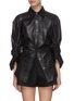 Main View - Click To Enlarge - ALEXANDER WANG - Cinch Waist Ruch Sleeve Leather Shirt
