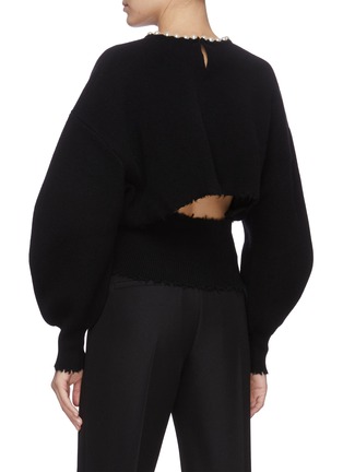 Back View - Click To Enlarge - ALEXANDER WANG - Pearl Neckline Crop Wool Blend Sweater
