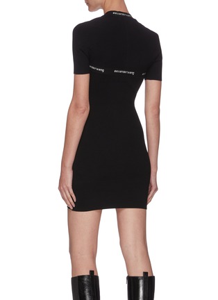 Back View - Click To Enlarge - T BY ALEXANDER WANG - Logo embroidered square neckline dress
