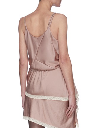 Back View - Click To Enlarge - T BY ALEXANDER WANG - Lace trim ruched asymmetric cami top