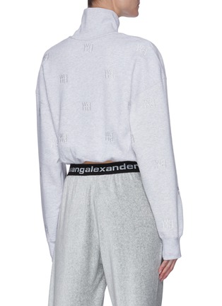 Back View - Click To Enlarge - ALEXANDER WANG - Funnel neck logo embroidered cropped sweater