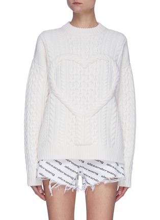 Main View - Click To Enlarge - ALEXANDER WANG - Raised cable knit heart sweater