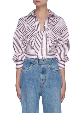 Main View - Click To Enlarge - ALEXANDER WANG - Striped tucket bustier top