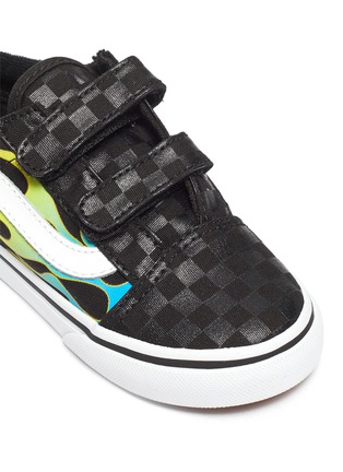 Detail View - Click To Enlarge - VANS - 'Old Skool' multi-coloured flames checkered skate toddler sneakers