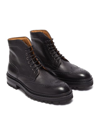 Detail View - Click To Enlarge - MAGNANNI - Tread Sole Wingtip Leather Combat Boots