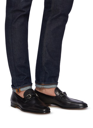 Figure View - Click To Enlarge - MAGNANNI - Almond Toe Horsebit Leather Loafers