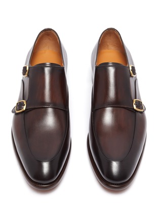 Detail View - Click To Enlarge - MAGNANNI - Double Buckle Detail Apron Toe Leather Loafers