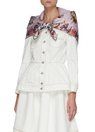 Figure View - Click To Enlarge - ALEXANDER MCQUEEN - Butterfly decay graphic twill foulard scarf