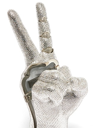 Detail View - Click To Enlarge - JUDITH LEIBER - 'Silver Hand War and Peace' Crystal Embellished Crossbody Bag