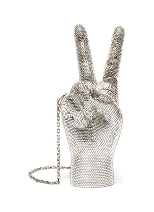 Main View - Click To Enlarge - JUDITH LEIBER - 'Silver Hand War and Peace' Crystal Embellished Crossbody Bag